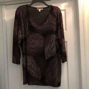 JM Collection Black and Purple Long Sleeve Top